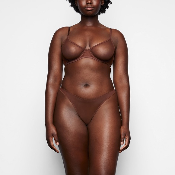 SKIMS Other - 🤎SKIMS ULTRA FINE MESH UNDERWIRE SCOOP BRA IN MAHOGANY 32B 34B